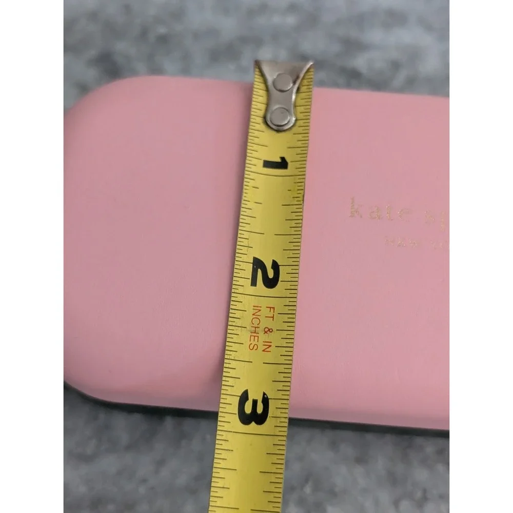 Kate Spade New York pink and green hard eyeglass case with cleaning cloth